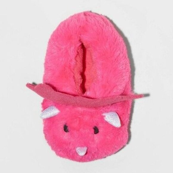 Toddler Girls Rori Dinosaur Moccasin Slipper Pink Cat & Jack Small 5/6 Fuzzy Non - Picture 3 of 4